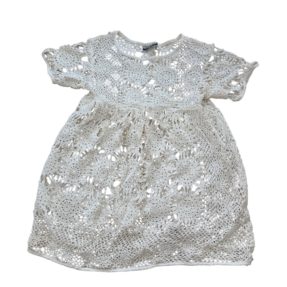 Contempo Casuals Crochet Lace Babydoll top Boho Fairy 90s Medium Ivory vintage